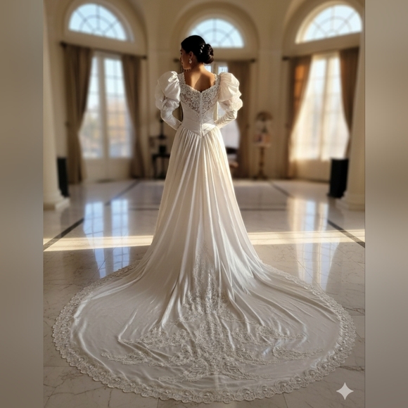 VINTAGE  18TH CENTURY ROCOCO INSPIRED  WEDDING GOWN - Picture 4 of 16